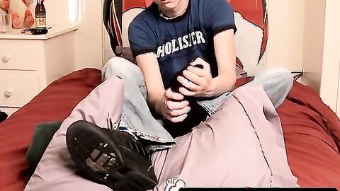 Good looking dick rider has feet play and masturbates