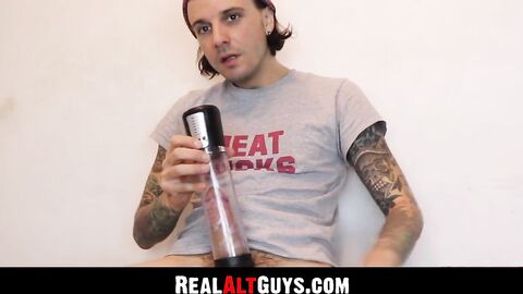 RealAltGuys.com - Alt man uses penis pump for intense solo stroking session