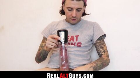 RealAltGuys.com - Alt man uses penis pump for intense solo stroking session