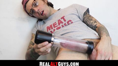 RealAltGuys.com - Alt man uses penis pump for intense solo stroking session