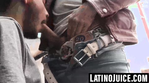 Tatted straight Latino wrecked outdoors bareback