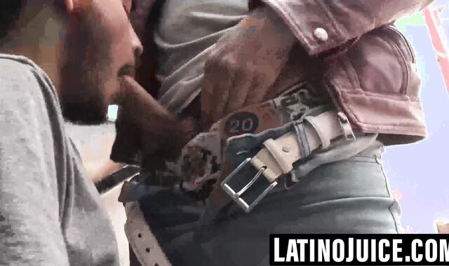 Tatted straight Latino wrecked outdoors bareback