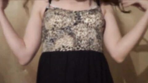 Twink Crossdresser Strips in Dress and Panties