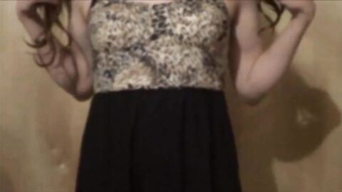Twink Crossdresser Strips in Dress and Panties