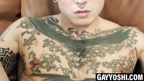 Asian jock Yoshi Kawasaki gaped from dildo play and fisting