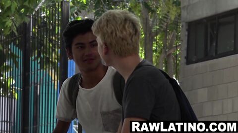 Young Latino shoots cum while riding bare dick