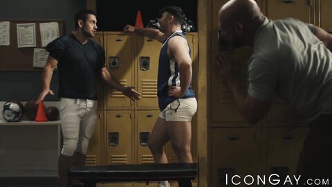 Dante Colle and Killian Knox take turns drilling Michael Boston in the locker room