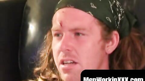 MenWorkinXXX.com - Long haired ginger amateur strokes his cock solo on cam vigorously