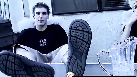 Butt buddies have dirty feet worshiping session in kitchen