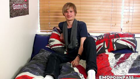 Blond emo Brent Daley empties his balls of cum through masturbation