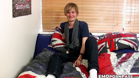 Blond emo Brent Daley empties his balls of cum through masturbation