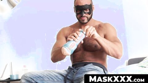 MaskXXX.com - Hairy muscular guy's sex toy pleasure and arousal