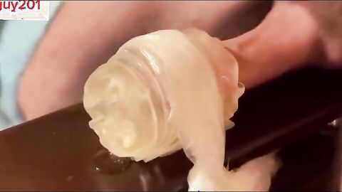 Sloppy Conversing Dad Fucking Fleshlight and Bellowing Until Humungous Cum - Strenuous Shaking Ejaculation