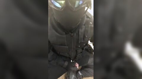 Gay Solo swat soldier jerk off in uniform and hood - Fresh HD Scene