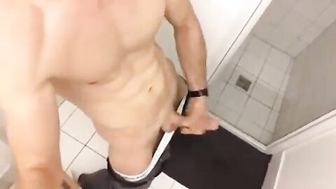 Gay Solo BMW Salesman Jerks Uncut Shaved Cock In Work Toilet - Fresh