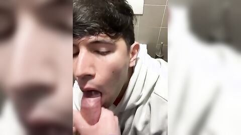 Gay Oral Cutie Public Toilet BJ & Cum Swallowing - Fresh HD Scene