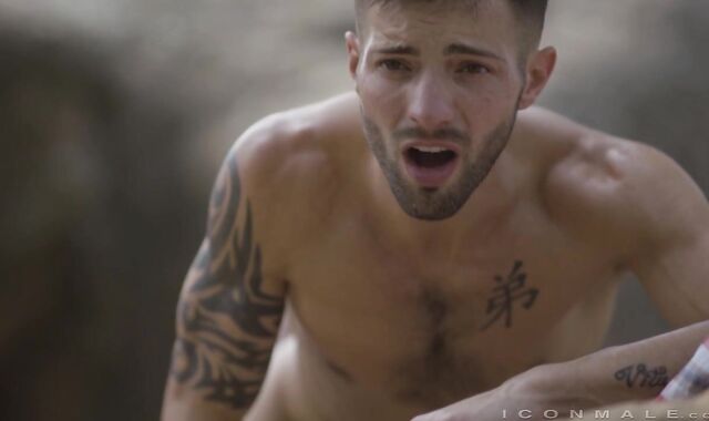 IconMale: Tattooed Casey Everett cock sucking outdoors