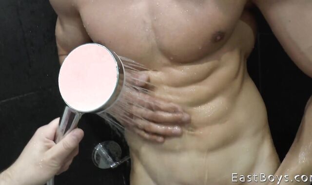EastBoys.com - Clean-Shaven and muscle heterosexual tucked rock hard solo