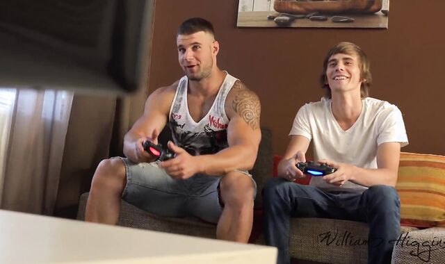 Bodybuilder and his boy-toy