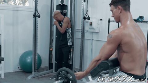 Black jock got his ass rimmed and ass fucked in the gym