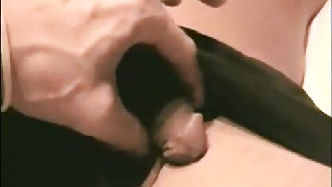 playing with his cock and hands while he