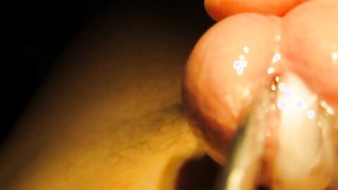 Urethral sounding and stretching with cumshot