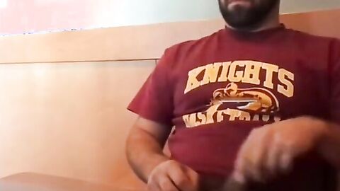 Bearded Bro Public Jerk Off in A Coffee Shop