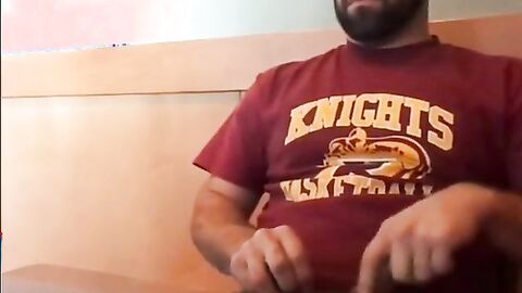 Bearded Bro Public Jerk Off in A Coffee Shop