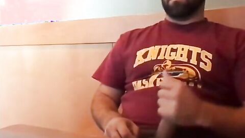 Bearded Bro Public Jerk Off in A Coffee Shop