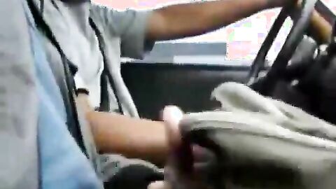 Wank in the Taxi Driver's Side -