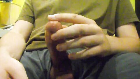Jerking off with warm oil and a huge orgasm