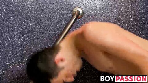 Silas Gray gets in the shower his long cock springs to life