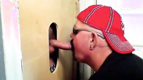 Two horny buddies get a fantastic glory hole suck off