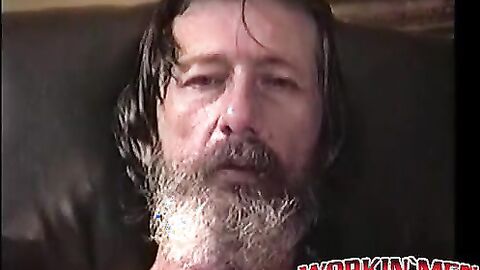 Rugged and scraggly guy named Glen masturbates his big cock