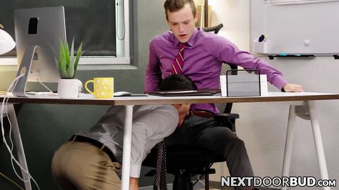 Handsome colleagues couldn't help sucking cocks in the office