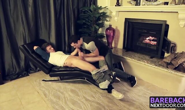 Mark sliding his bare dick in and out of Johnnys tight hole