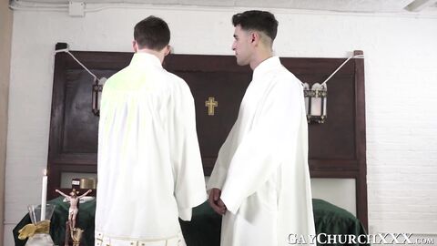 Religious twink slobbers on big dick before being rawpounded