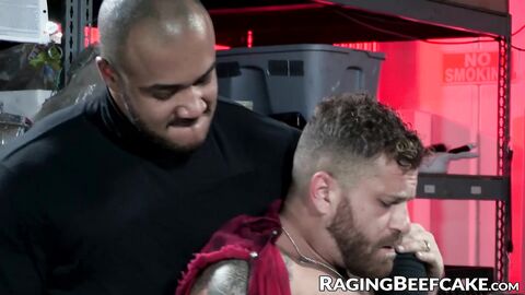 Tattooed mechanic gets robbed and ass fucked by two thieves
