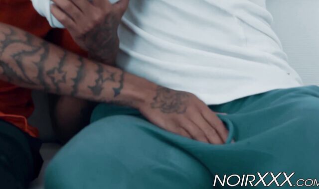 Black guys kiss and prepare for passionate anal sex