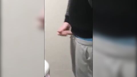 Cute Boy wank in school bathroom and cum in classroom