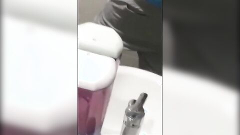 Cute Boy wank in school bathroom and cum in classroom