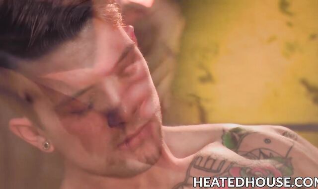 Tattooed ball lickers go down on each other passionately