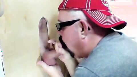 Cock hungry slut sucking delicious cocks in a gloryhole