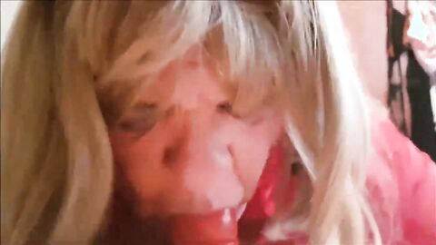 julie receives my cum all over her face and tits