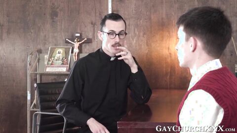 Priest fucks religious young gay raw after being sucked off