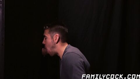 Hot glory hole blowjob and deepthroat with twink and daddy