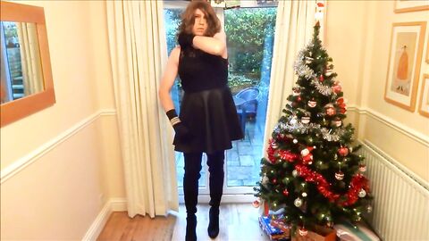 Alison in Thigh Boots - Wanking under the christmas tree