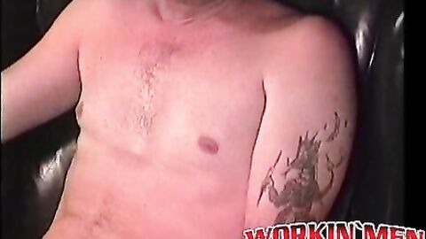 Tattooed butt muncher enjoys stroking his stiff pecker