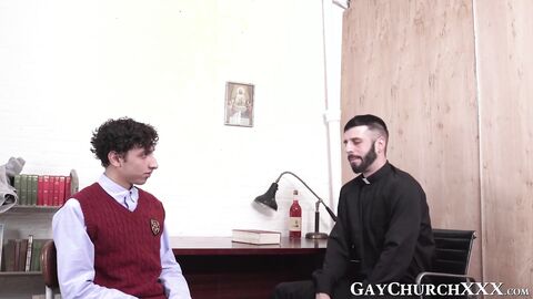Bearded priest teases young catholic and fucks his ass raw