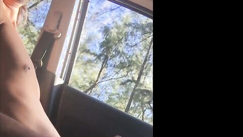 Sexy amateur films while jacking and stroking in his car